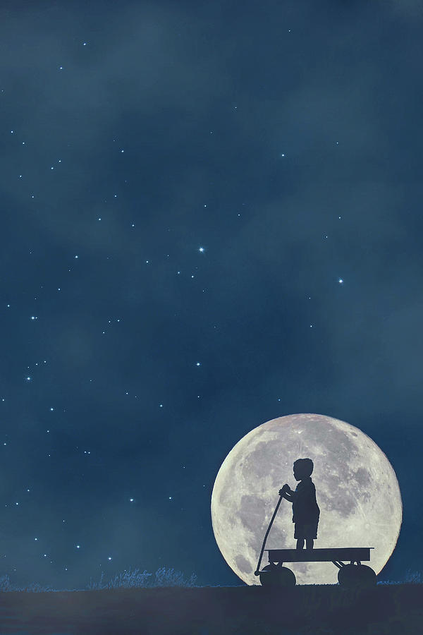 Summer Photograph - Little Boy Blue and the Man on the Moon by Carrie Ann Grippo-Pike