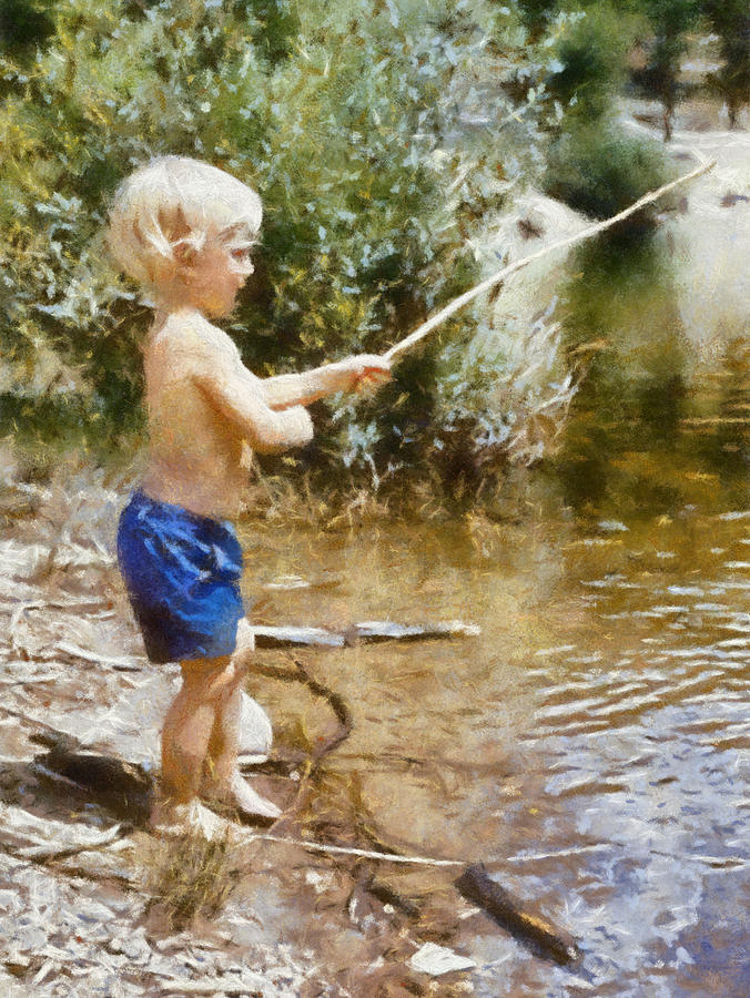 Little Boy Fishing by Michelle Calkins