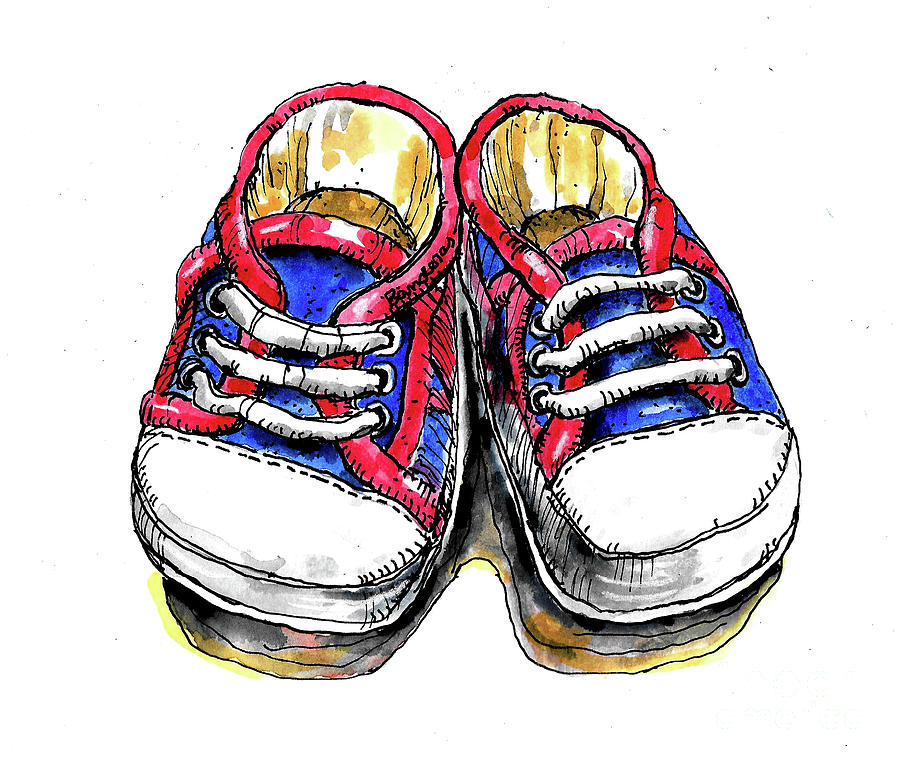 Little Boy Shoes Painting by Terry Banderas
