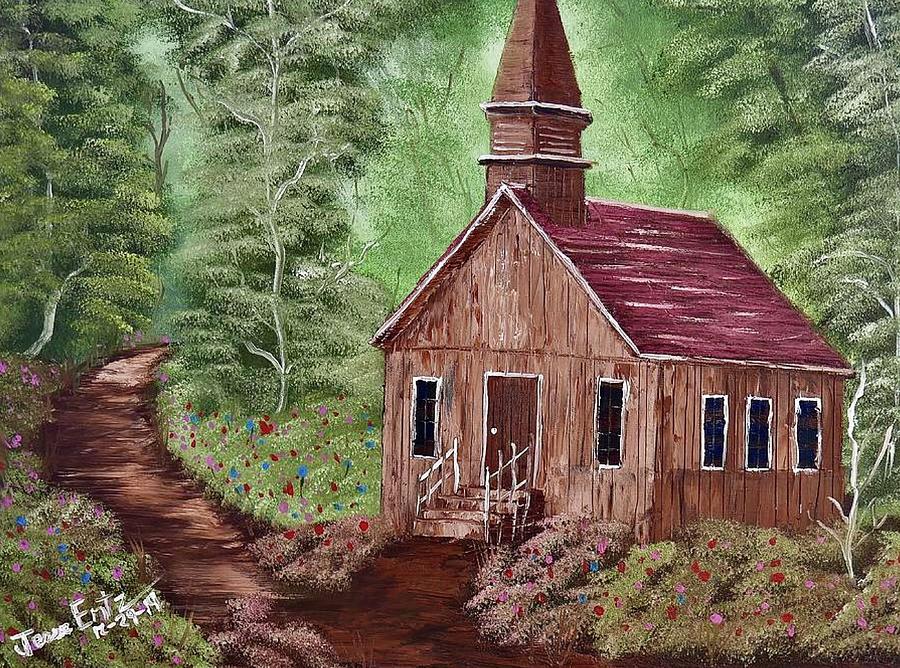 Little Brown Church Painting by Jesse Entz