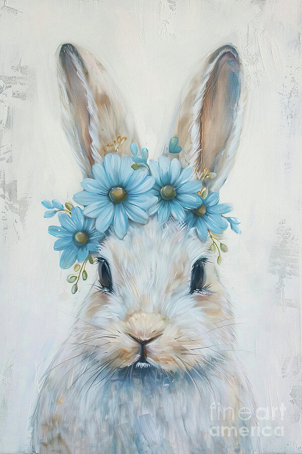 Little Bunny Blue Painting by Tina LeCour