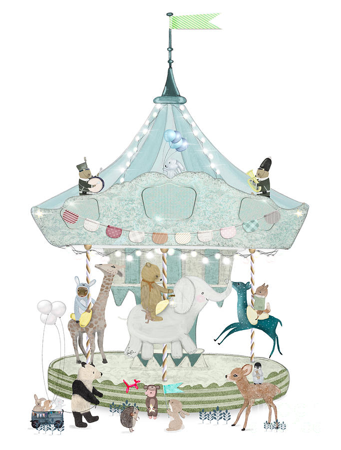 Woodland Animals Painting - Little Carousel by Bri Buckley