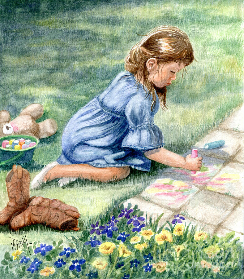 Little Chalk Artist Painting by Marilyn Smith