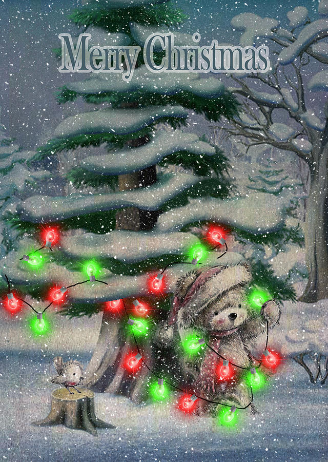 Little Christmas Bear Digital Art by Rick Fisk