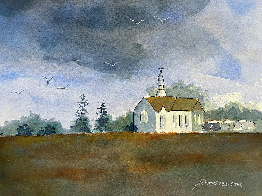 Little Church Big Sky Painting by John Svenson