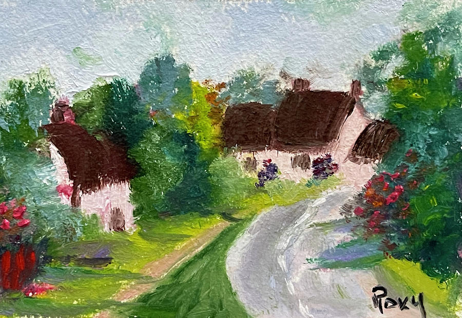 Little Cotswolds Village Painting by Roxy Rich