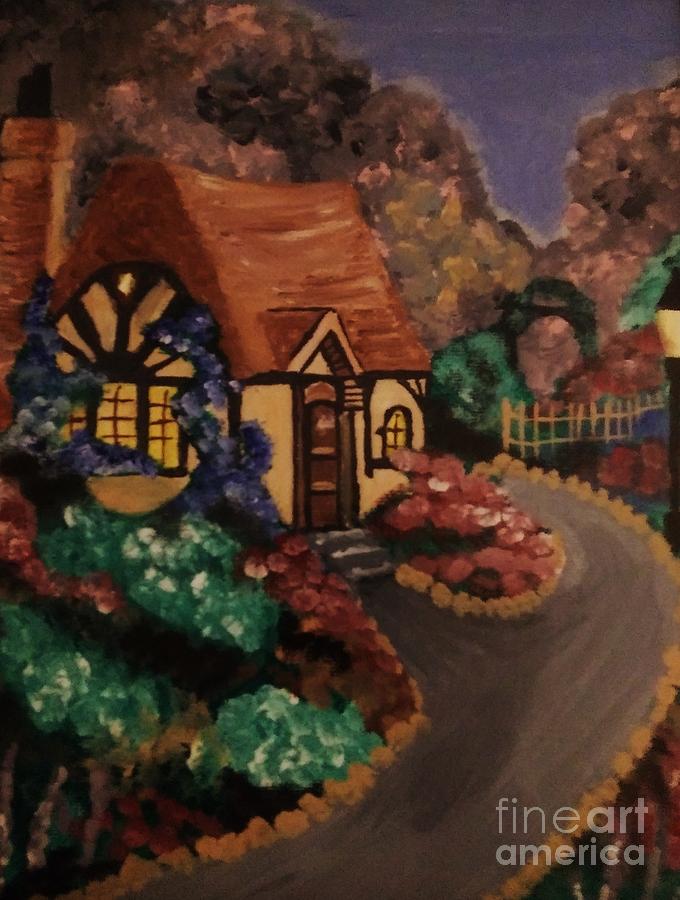 Little Cottage Tribute to Thomas Kinkade Painting by Christy Saunders Church