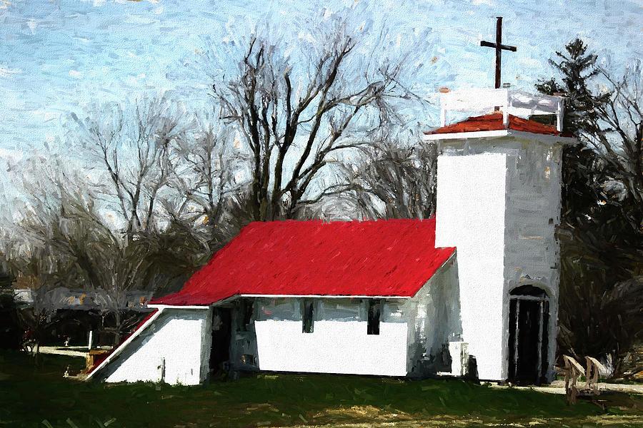 Little Country Church Digital Art by Cathy Anderson