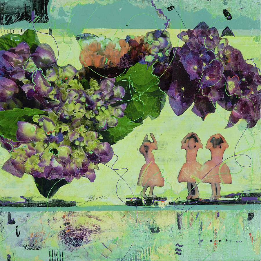Little Dancers In The Enchanted Garden Mixed Media by Christie Kowalski