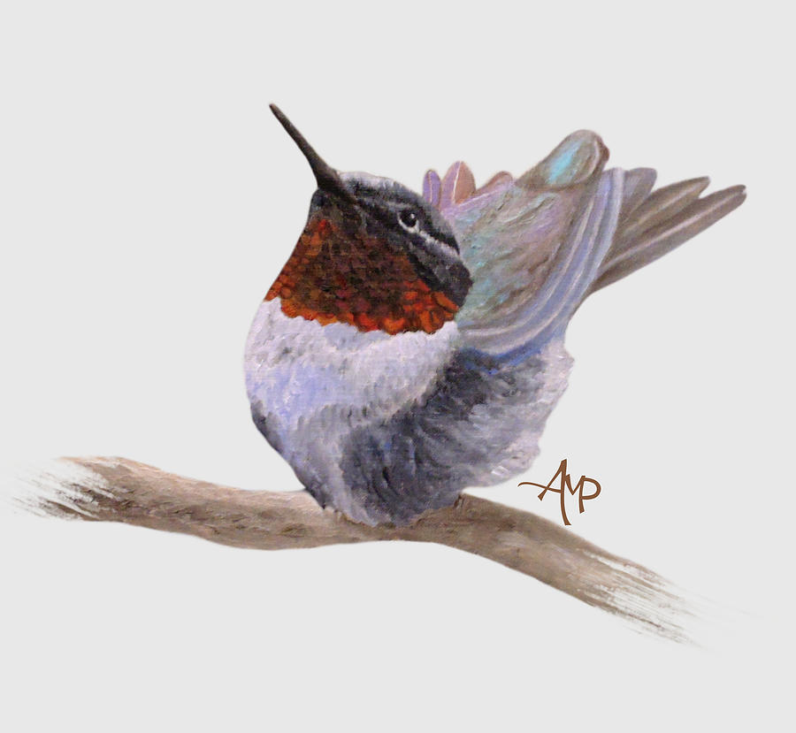 Little Dancing Hummer Painting by Angeles M Pomata