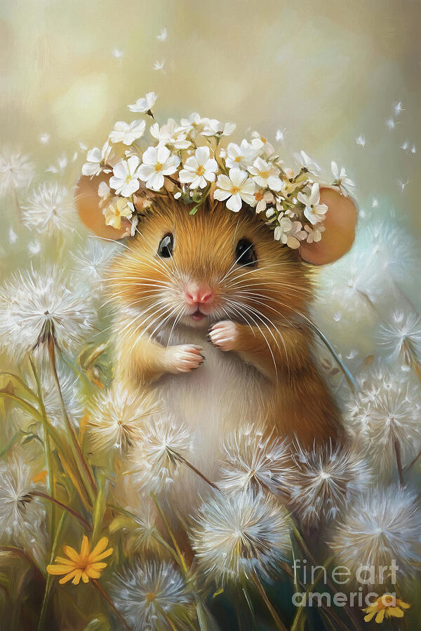 Little Dandelion Mouse 2 Painting by Tina LeCour Little Dandelion Mouse 2 Painting by Tina LeCour