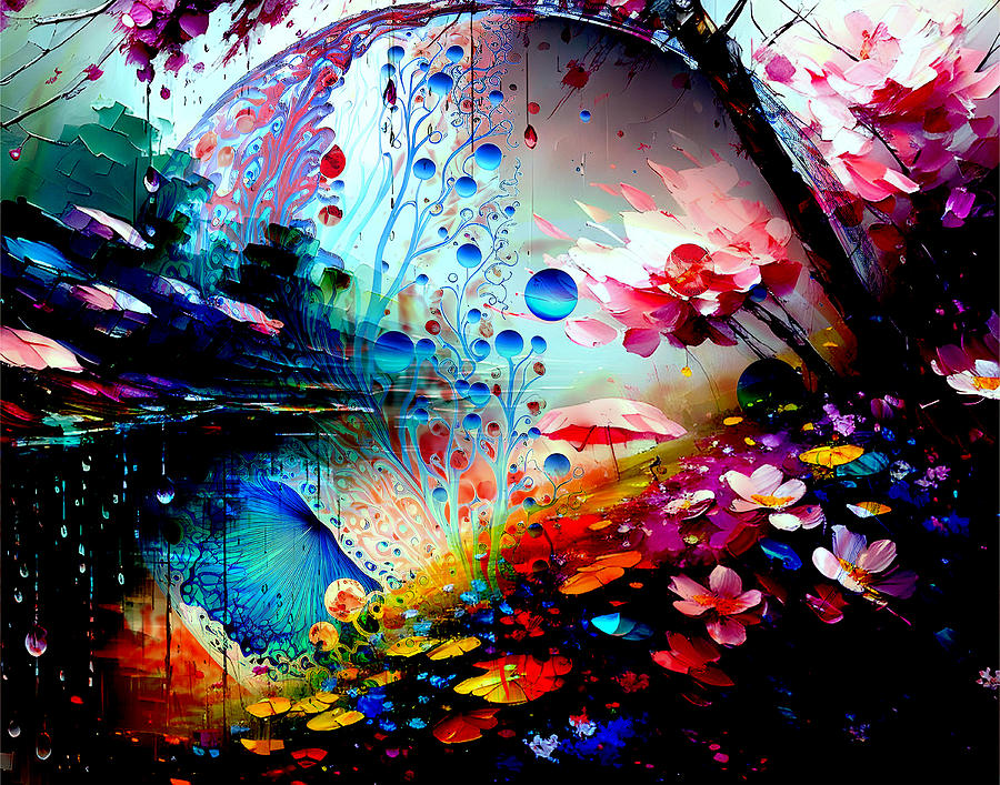 Abstract Digital Art - Little Drops Of Rain by Michael Damiani