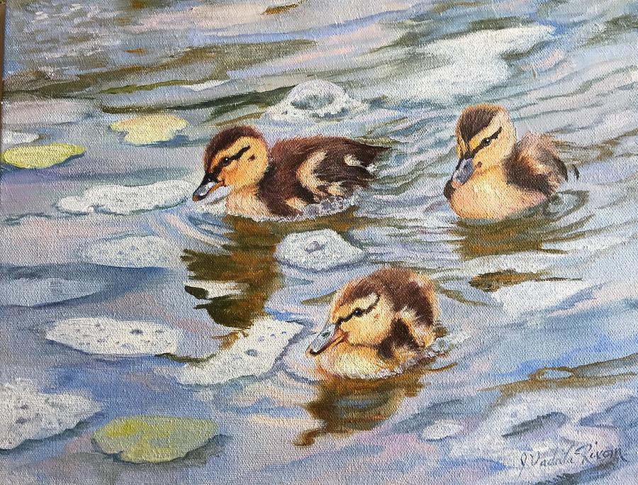 Little Ducks Painting by Judy Rixom