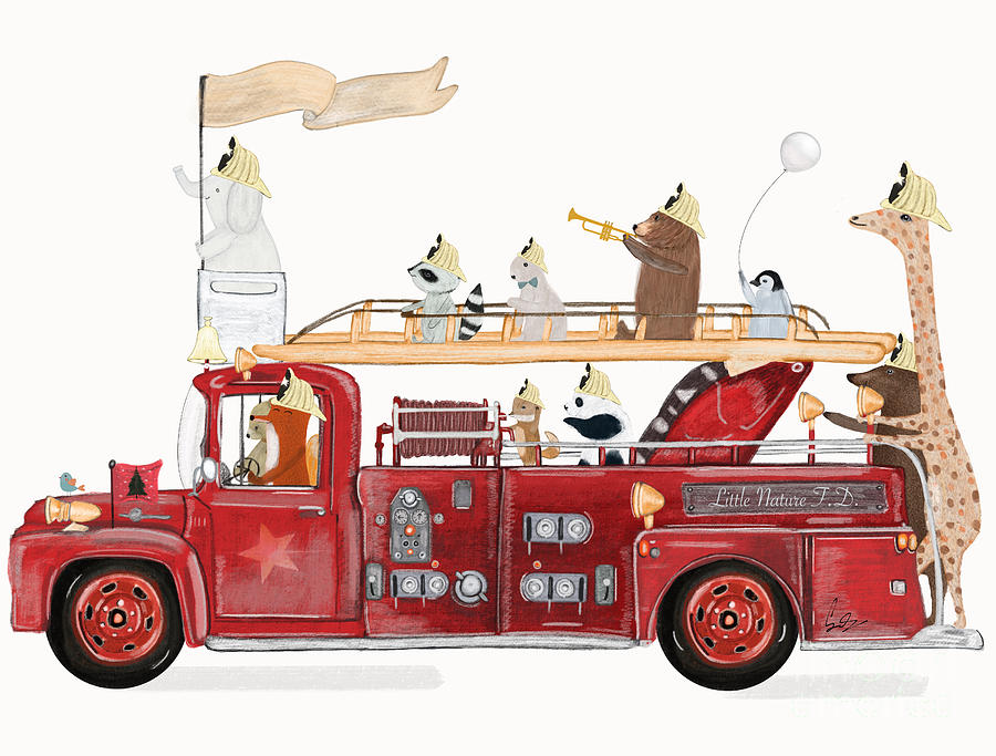 Fire Truck Painting - Little Fire Truck by Bri Buckley