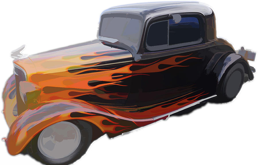 Little Flamed Up Coupe Digital Art by Cathy Anderson