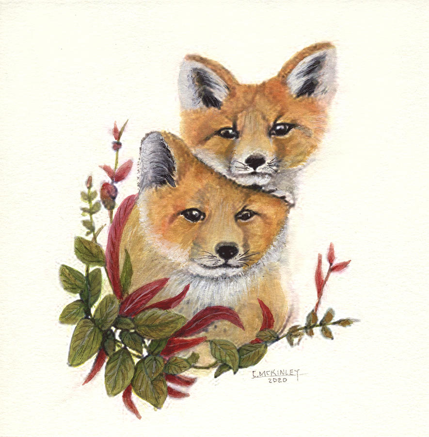 Little Foxes Painting by Carl McKinley