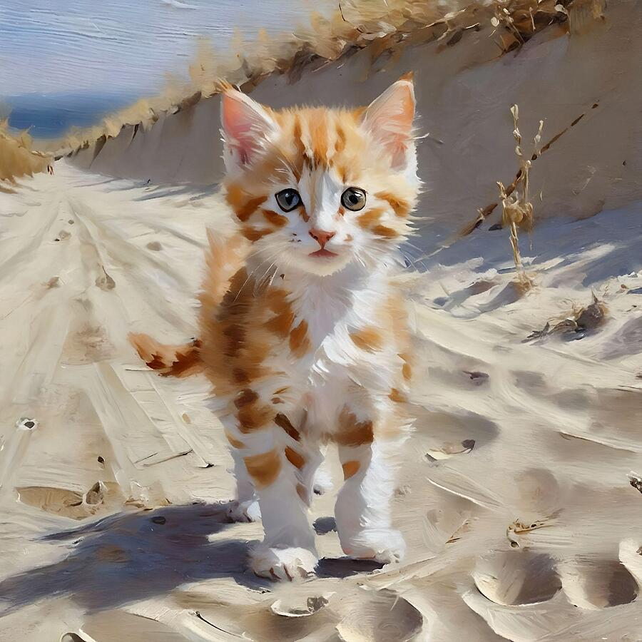 Little Ginger goes to the Beach Mixed Media by Abbie Shores