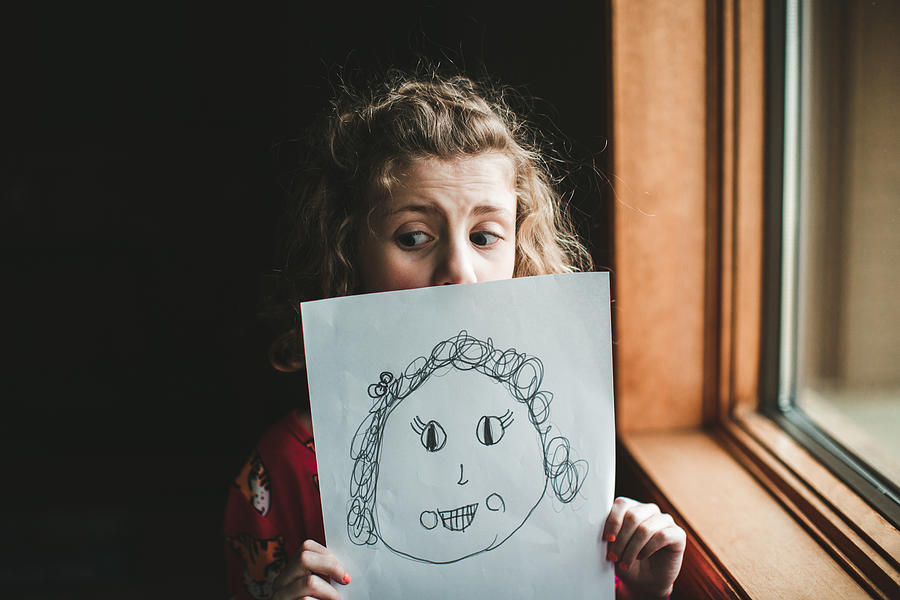 Little girl and a self portrait Photograph by Annie Otzen