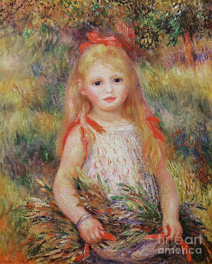 Little Girl Carrying Flowers, or The Little Gleaner, 1888 Painting by Pierre-Auguste Renoir