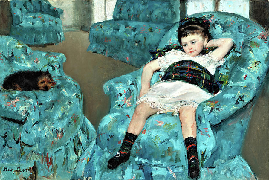 Mary Stevenson Cassatt Painting - Little Girl in a Blue Armchair - Digital Remastered Edition by Mary Stevenson Cassatt