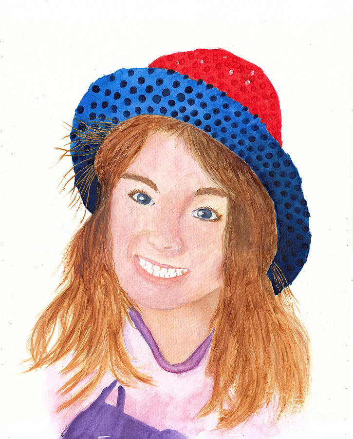 Little Girl in a Spangled Hat Painting by Conni Schaftenaar
