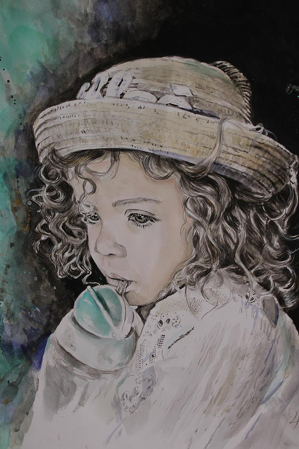Little Girl Painting by Lucia Hoogervorst