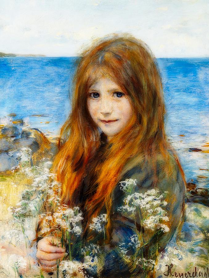 Little Girl On The Beach Painting by Mountain Dreams
