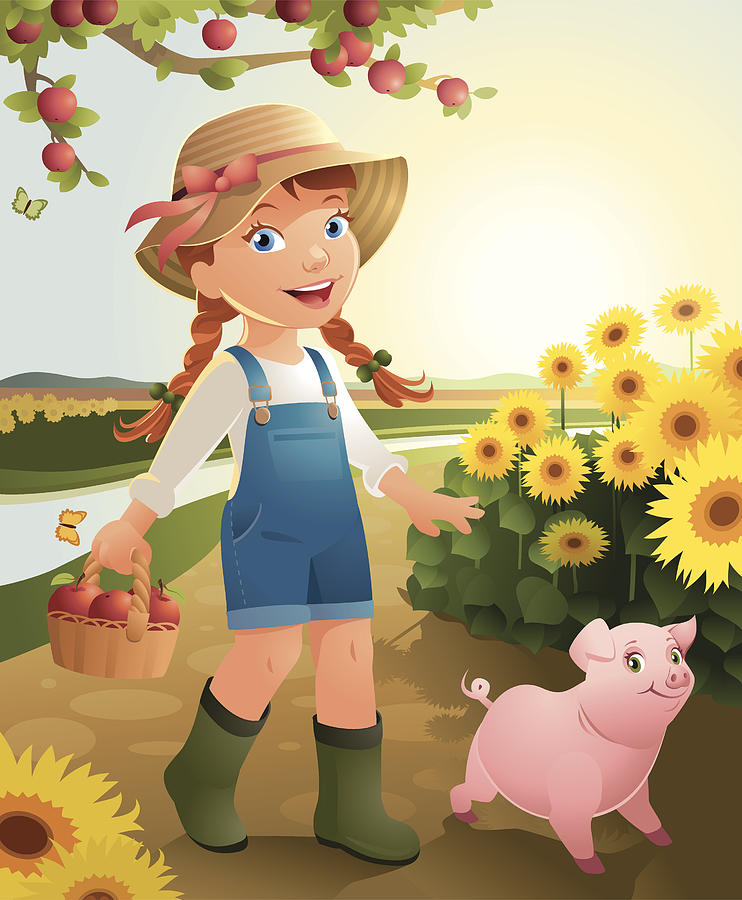 Little Girl on the farm Drawing by AnjaRabenstein