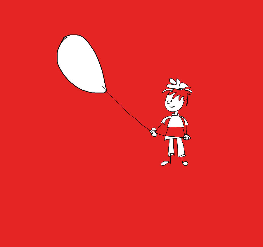 Little Girl With Balloon Digital Art by Theresa Tahara