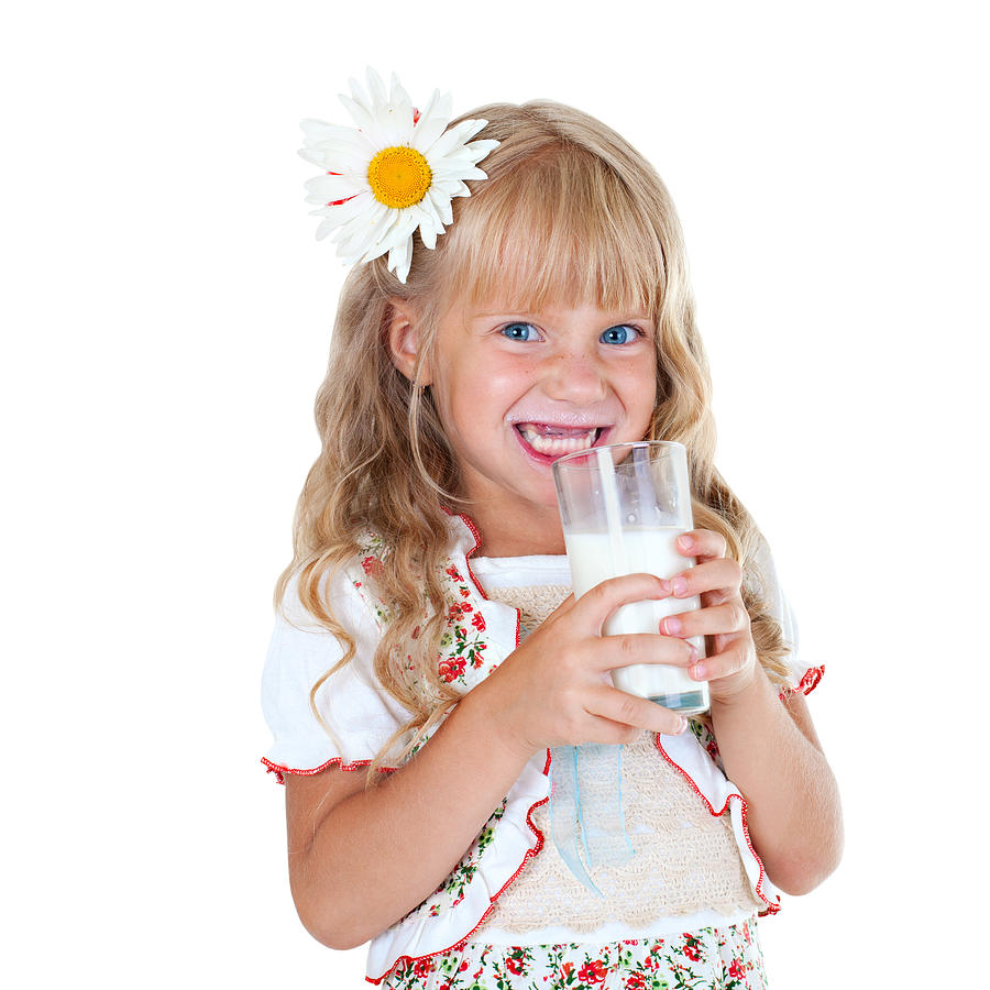 Little girl with milk mustache Photograph by Vvvita