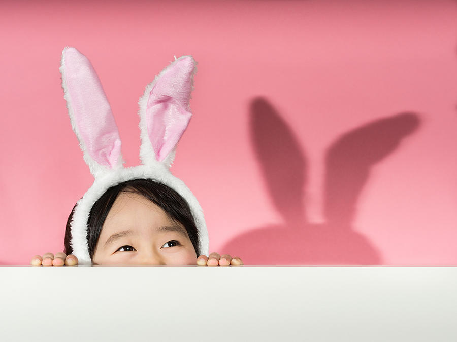 Little girl with rabbit ears headband Photograph by EujarimPhotography