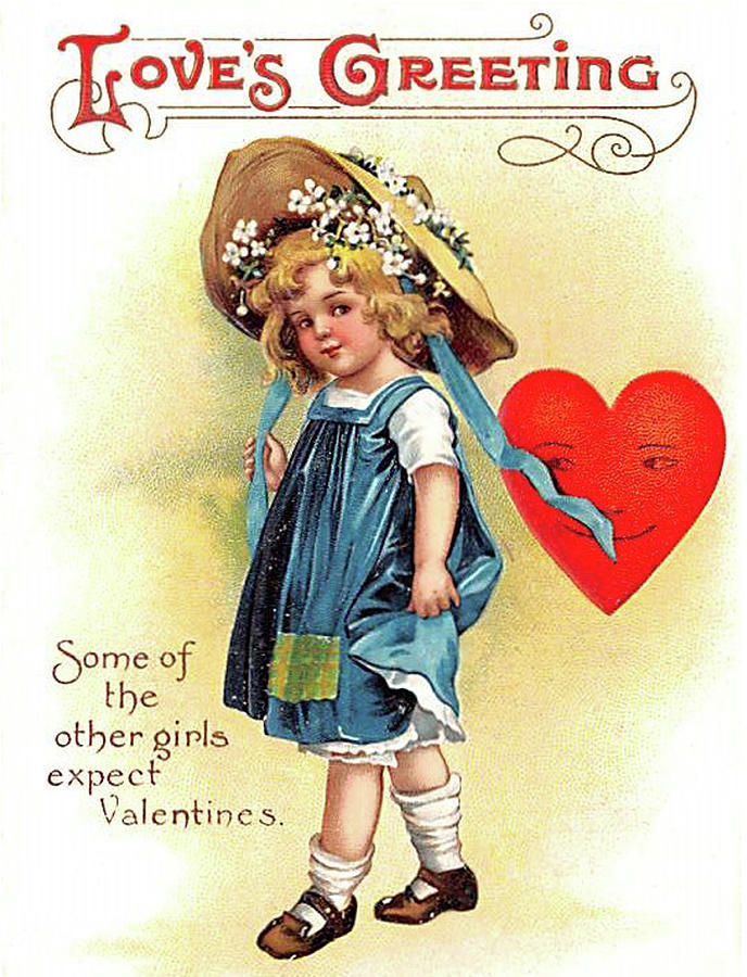 Little Girl with Valentine Heart Digital Art by Long Shot