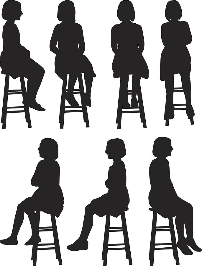 Little girls sitting on stool Drawing by 4x6