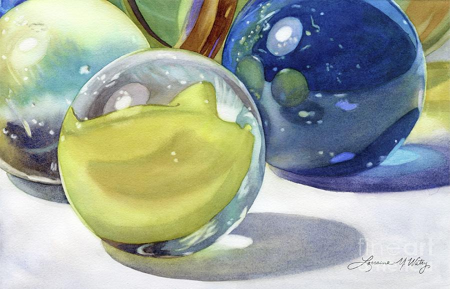 Marbles Painting - Little Glass Speres by Lorraine Watry