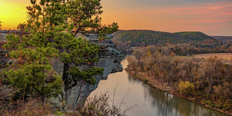 Little Hawksbill Crag At City Rock Bluff Over The White River Panorama ...