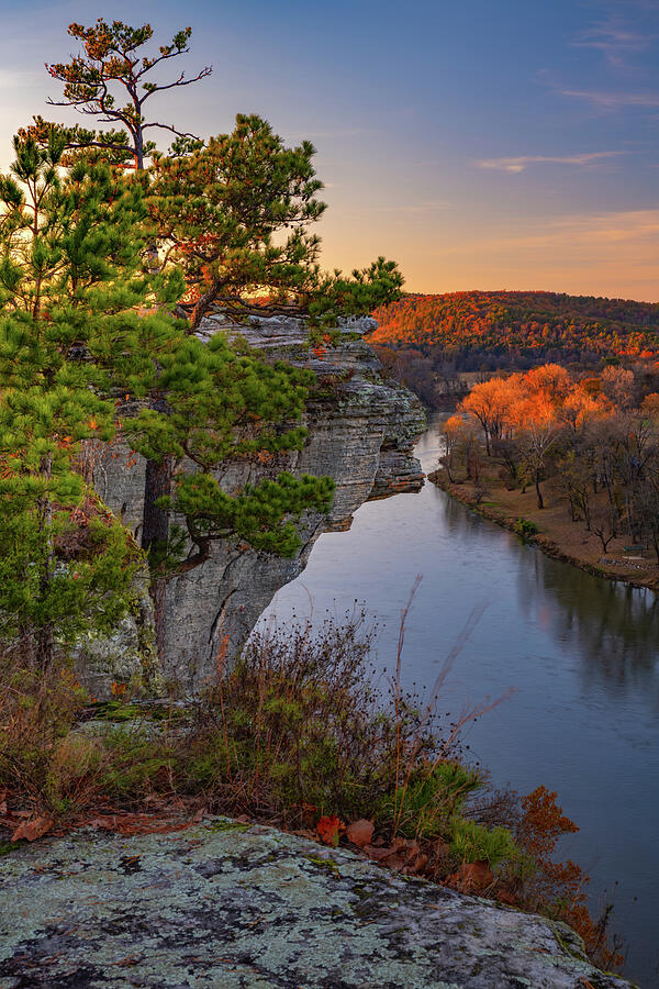 Little Hawksbill Crag at Sunset - Calico Rock Arkansas Photograph by Gregory Ballos