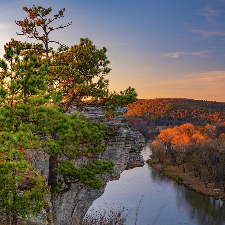 Little Hawksbill Crag Sunset at Calico Rock Arkansas Photograph by Gregory Ballos
