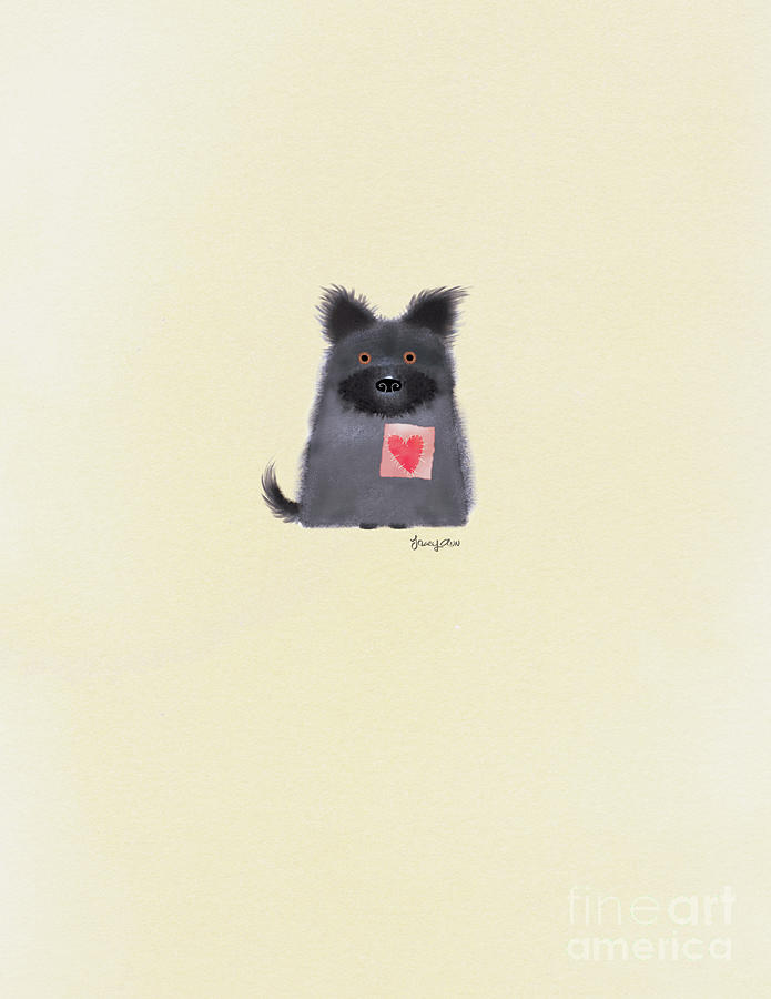 Little Heart Dog Painting by Tracy Herrmann