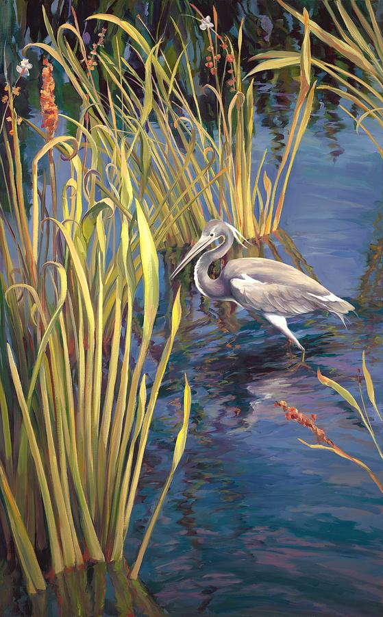 Heron Painting - Little Louisana Blue Heron  by Laurie Snow Hein