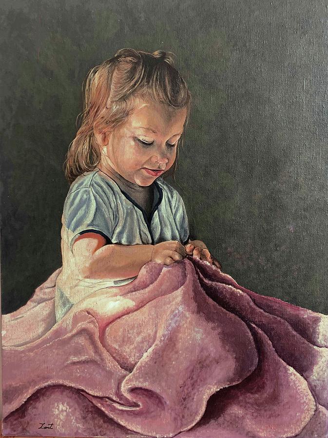 Little Holly Knitting Painting by June Pauline Zent