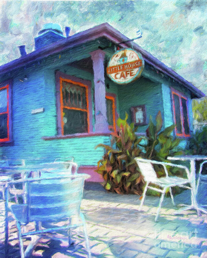 Coffee Painting - Lil House Cafe  by Linda Weinstock