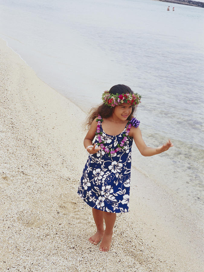 Little hula girl dancing at a beach Photograph by Dex Image