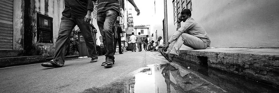 Little India street scene black and white Singapore. 3 Photograph by Sonny Ryse