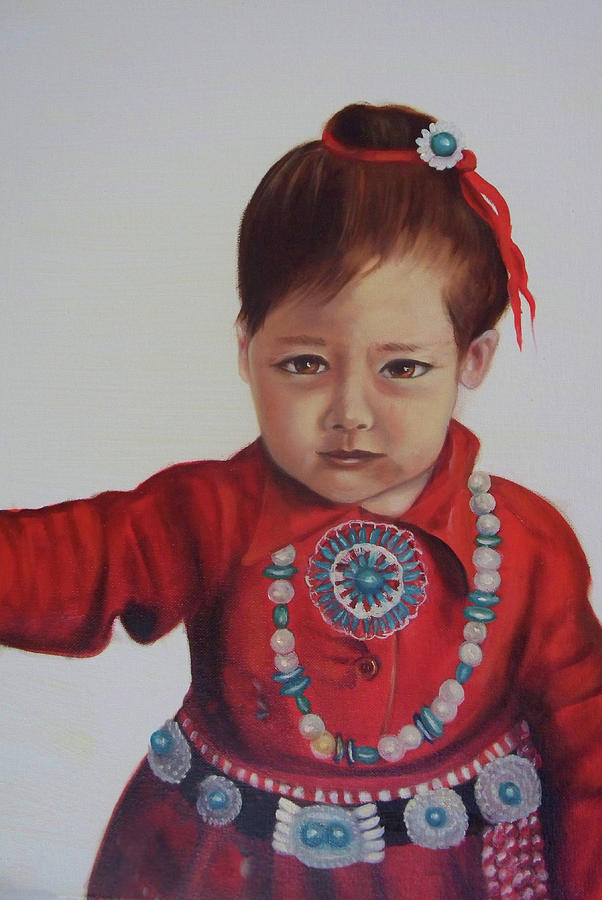 Little Indian Girl Painting by Joni McPherson