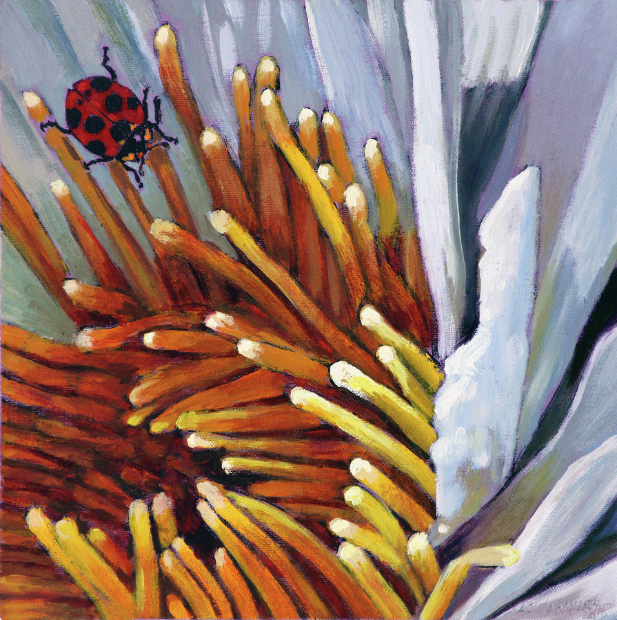 Little Lady Bug Painting by John Lautermilch