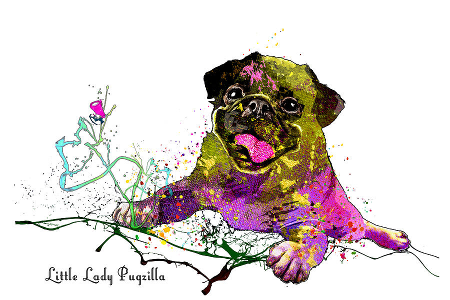 Little Lady Pugzilla Mixed Media by Miki De Goodaboom