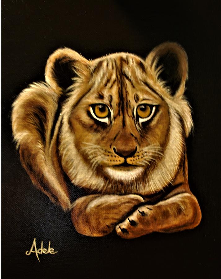 Little Lion Painting by Adele Moscaritolo
