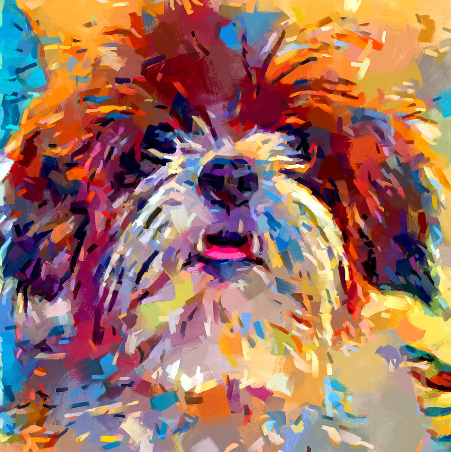 Little Lion Dog Painting by Chris Butler