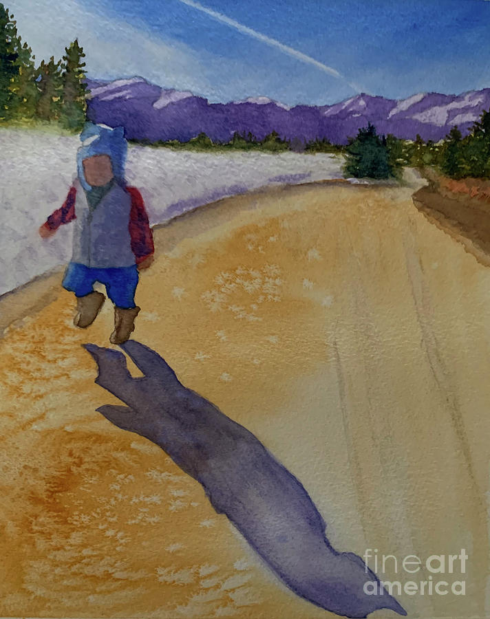 Mountain Painting - Little Man, Big Shadow by Sue Carmony