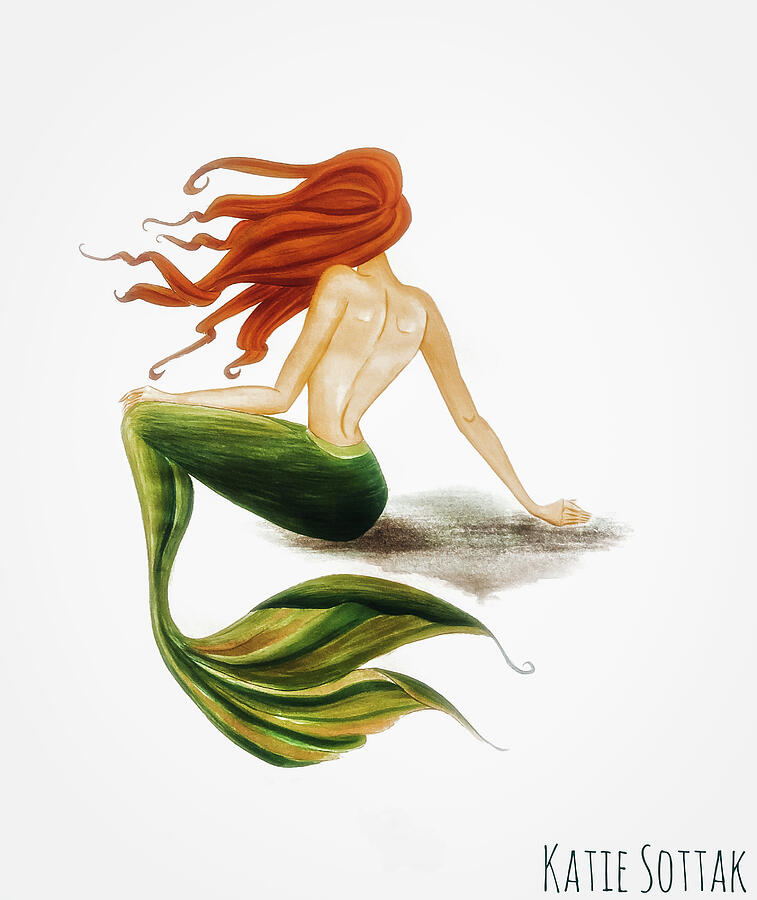 Mermaid Painting - Little Mermaid by Katie Sottak
